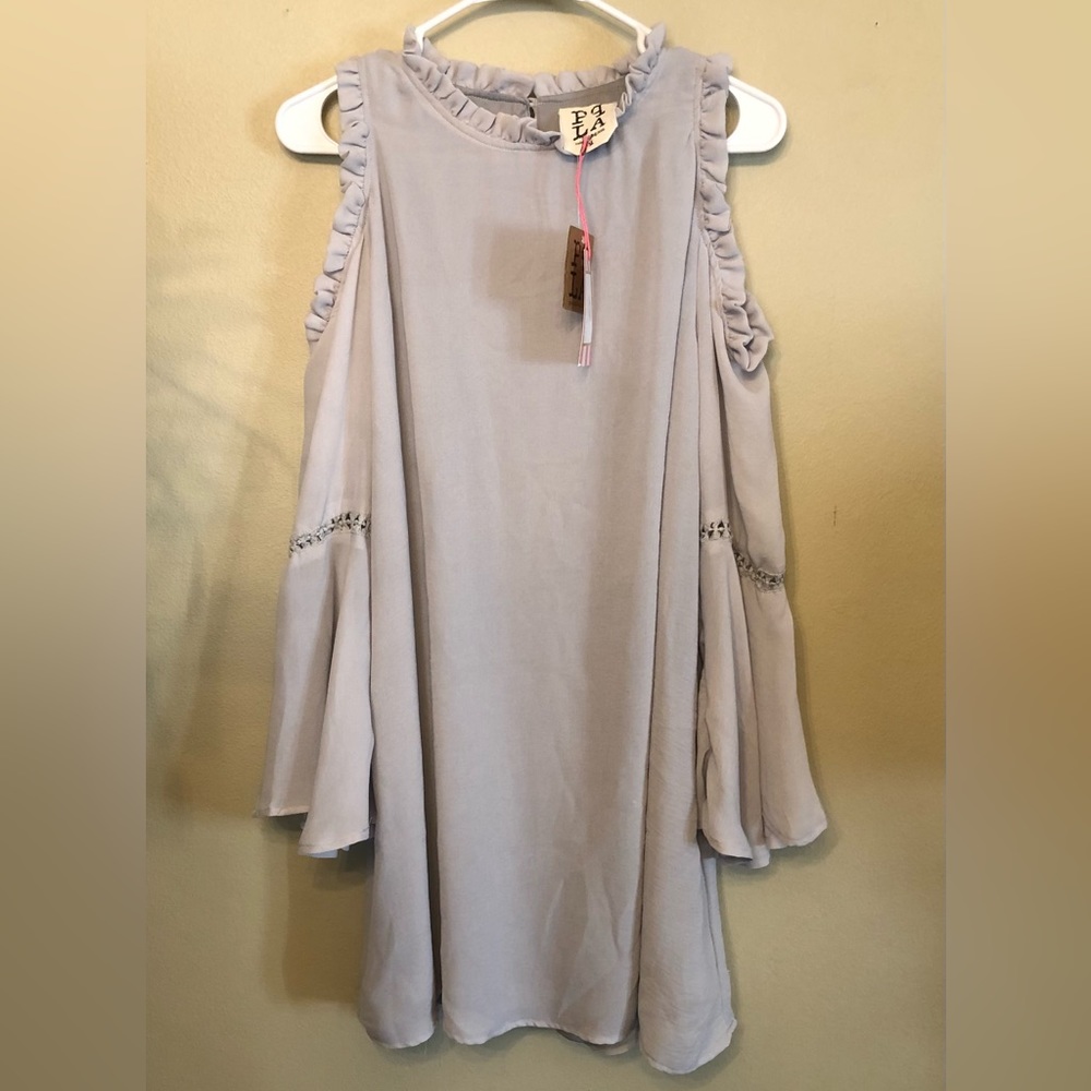 New PPLA Gray Bell Sleeve Fully Lined Dress
